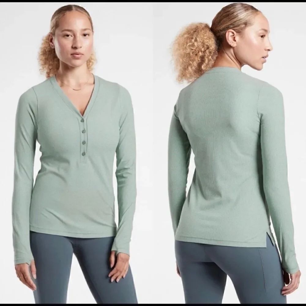 Athleta Uptempo Ribbed Henley Top